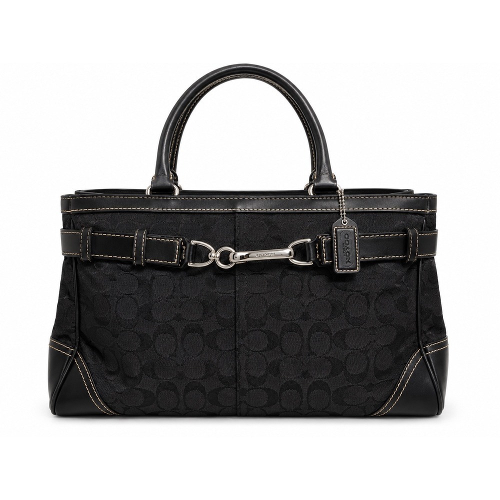 Coach Hamptons Signature Carryall Tote Bag Black